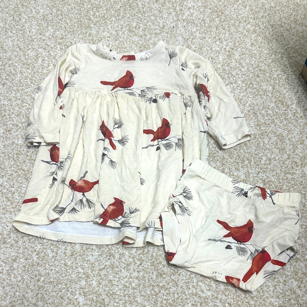 Angel deer 6-12 month cardinal long sleeve outfit